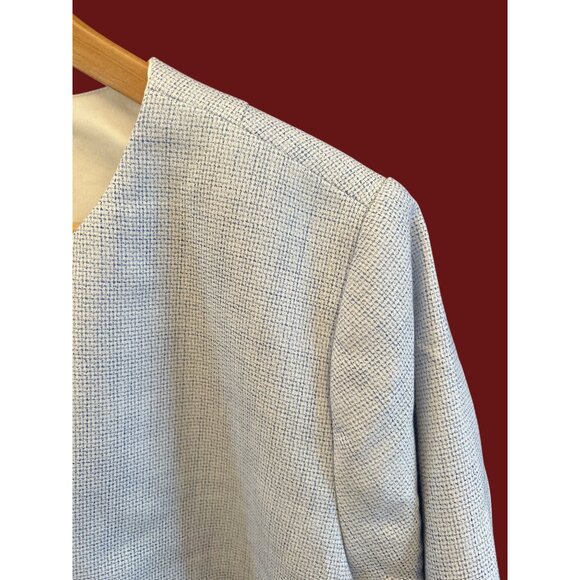 Talbots Light Blue Collarless Open Front Blazer Textured Weave Career Jacket 16W - Picture 2 of 5